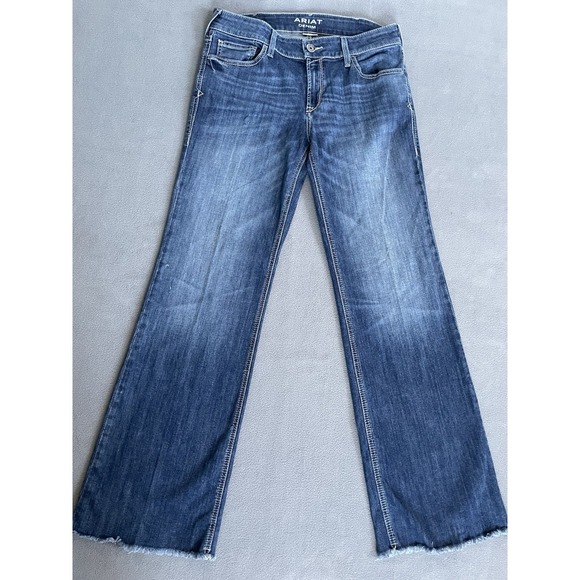 Ariat Demin Women's Perfect Rise 31R Trouser Jeans Natalia 32x33 Wide Raw Hem - Picture 2 of 7